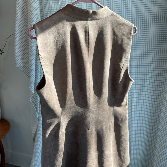 BCBG MAXAZRIA Small Brown Suede Vest Wrap Dress - Picture 9 of 11